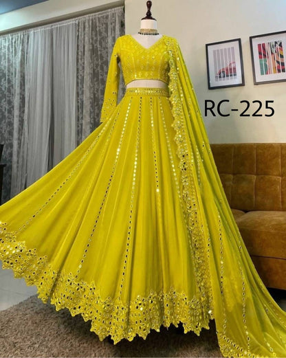 Beautiful lemaon yellow Georgette Lehenga Choli Designer Lehenga,South Indian Dresses,Lengha Choli,Chaniya Choli,Lancha,Semistitched Lehenga