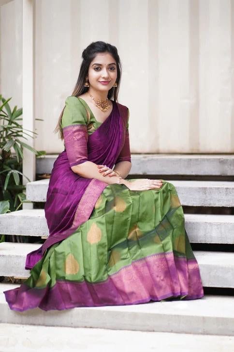 Kanjivaram Silk Half Saree Embroidery Work, Party&saree