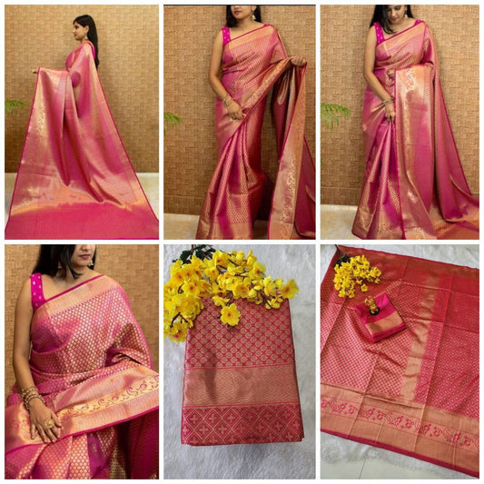 Women's Lichi Silk Saree With Running Blouse, Bollywood Sari Wedding Saree