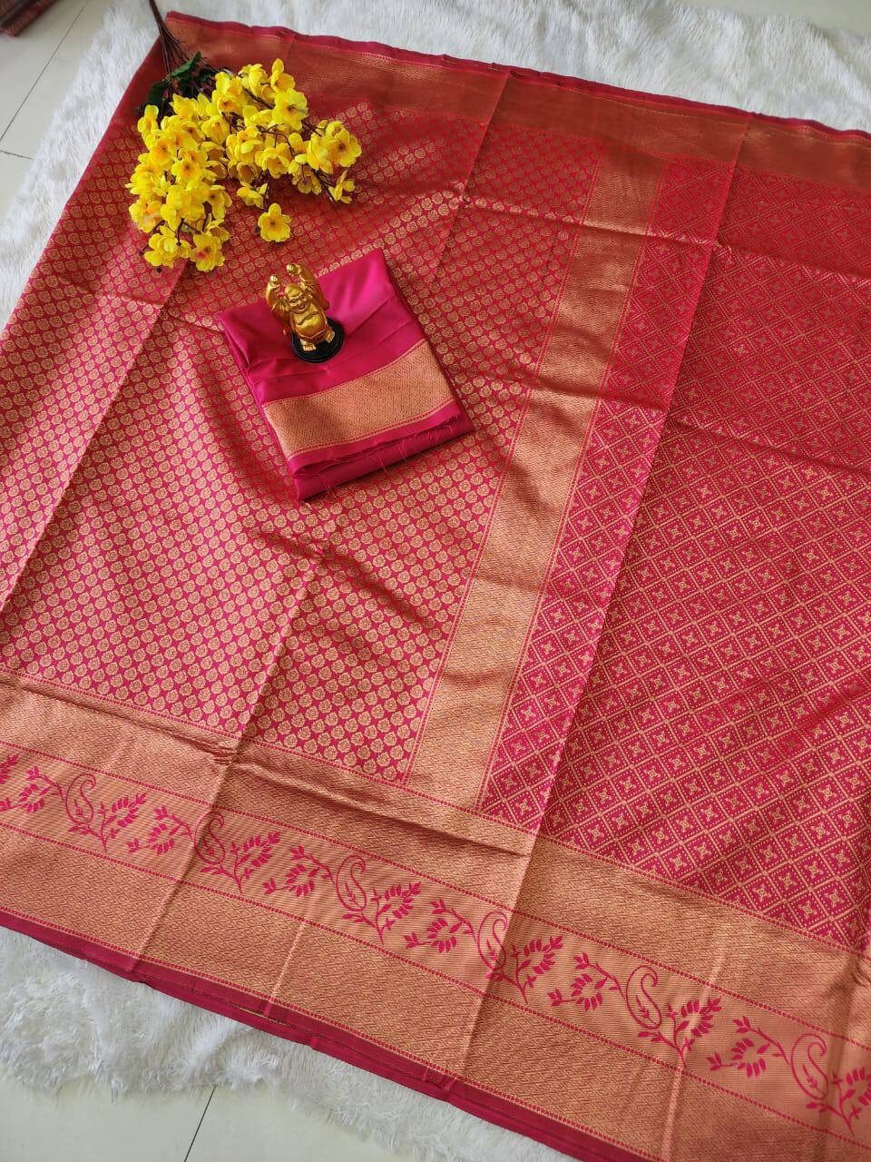 Women's Lichi Silk Saree With Running Blouse, Bollywood Sari Wedding Saree