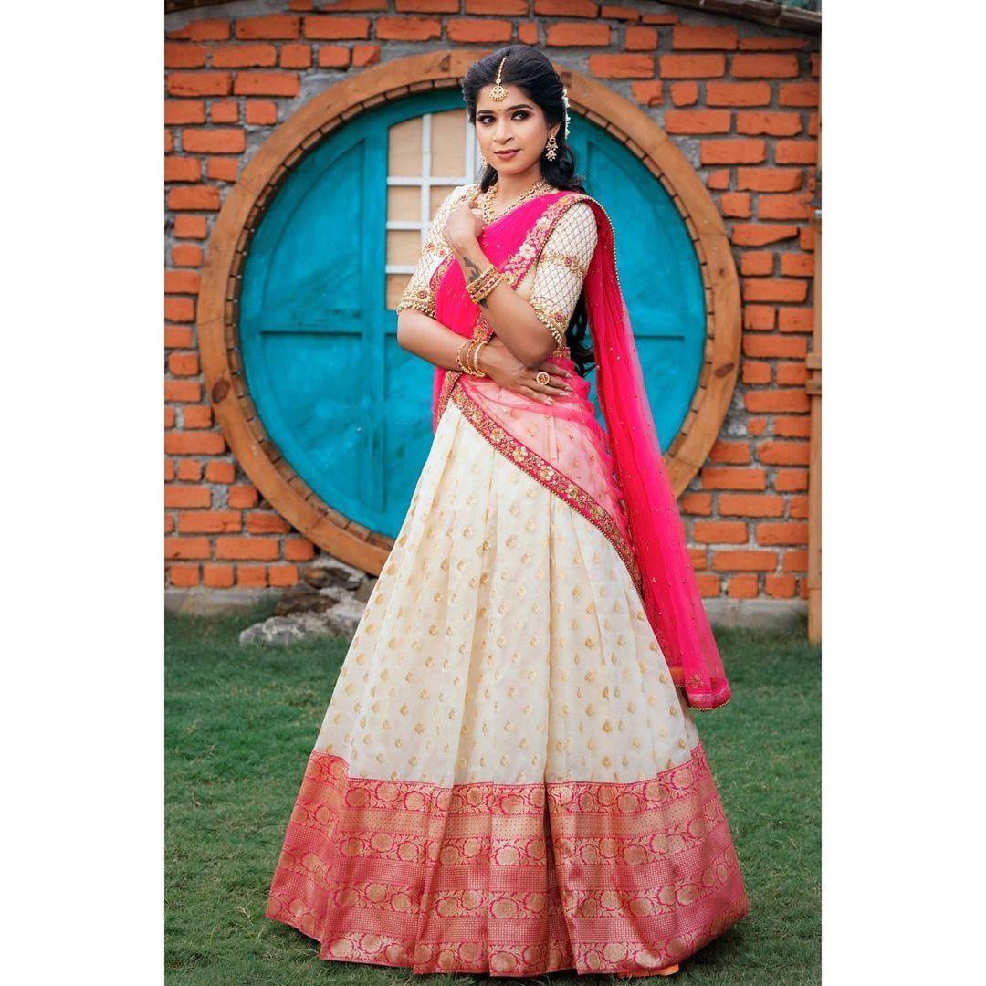 Designer Exclusive Pure Kanjivaram Silk Half Saree Lehenga Choli with Embroidery Work, Party & Wedding wear Pure Banarasi Silk Lehenga Choli