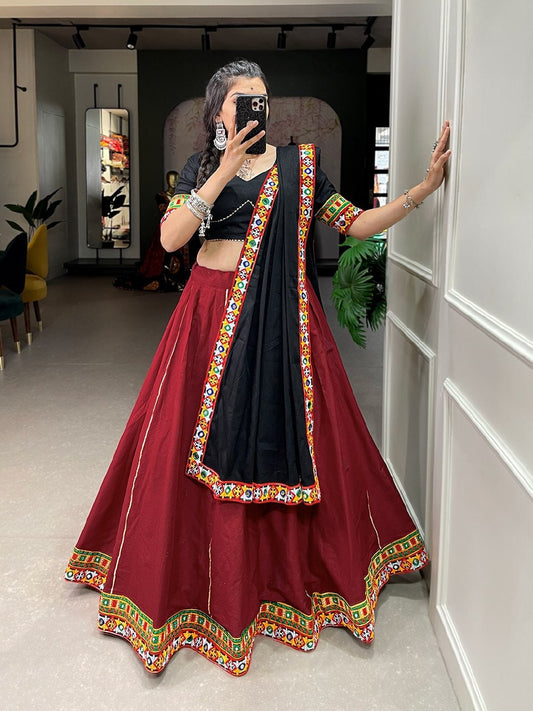 navratri special Pure Cotton Gamthi Work And Original Mirror Work Lehenga Choli,Gujrati Lehenga Choli