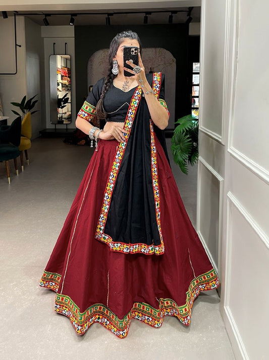 navratri special Pure Cotton Gamthi Work And Original Mirror Work Lehenga Choli,Gujrati Lehenga Choli