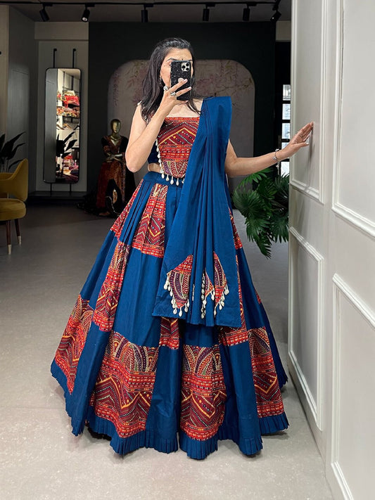 Navratri Wear Pure Cotton lehenga choli for women ready to wear navratri lehenga with printed design Gift for her Pakistani lehenga choli