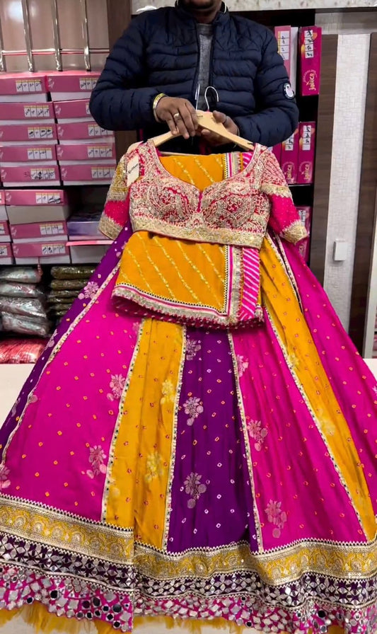 Desinger Bandhani Lehngha choli wedding wear lehenga choli Punjabi Lehengas, Ethnic Lehengas