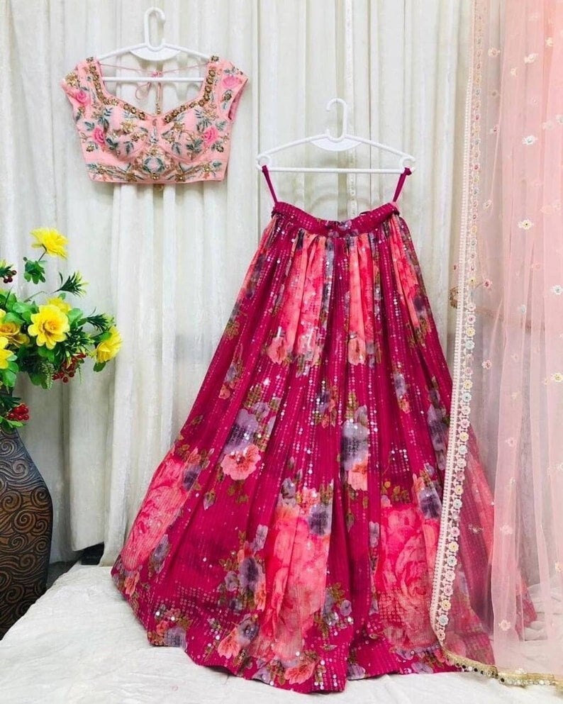 Beautiful Floral Pink Lehenga Choli for women ready to wear party wedding wear lehenga choli lehenga for women |ehenga choli