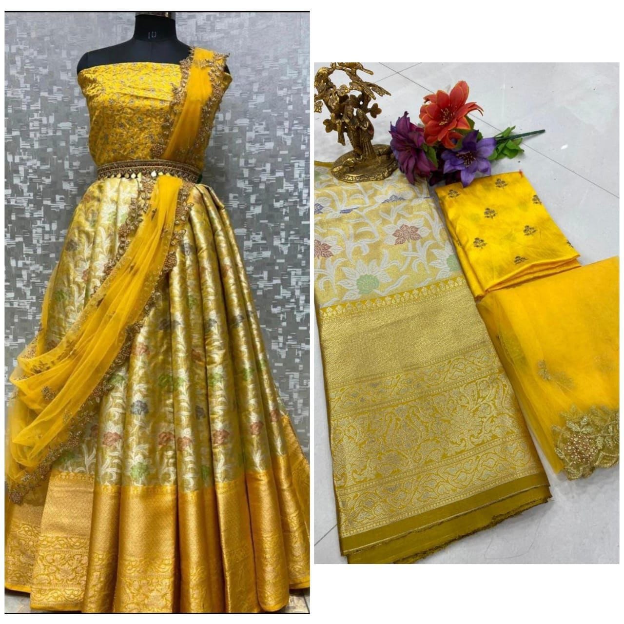 Designer Banarasi Silk Half Saree Kanjiveram Silk Half Saree lehenga South Indian Wedding Woman Sari blouse and lehenga Indian Wedding skirt