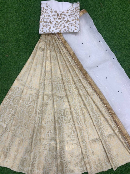 Designer Kanjivaram Silk Half Saree lehenga Zari Weaving South Indian Wedding Woman Saree lehenga with stitched blouse