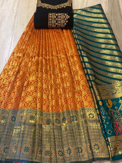 Silk Half Saree Kanjivaram  Wedding for  Half Sari