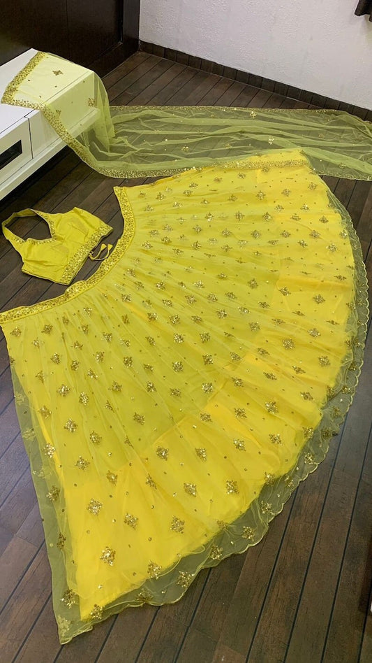 Beautiful Yellow colour lehanga choli for Sabyasachis Lehengas, Floral Skirts, Punjabi Ethnic Lehengas, Indo-western Outfits, Indian Outfits