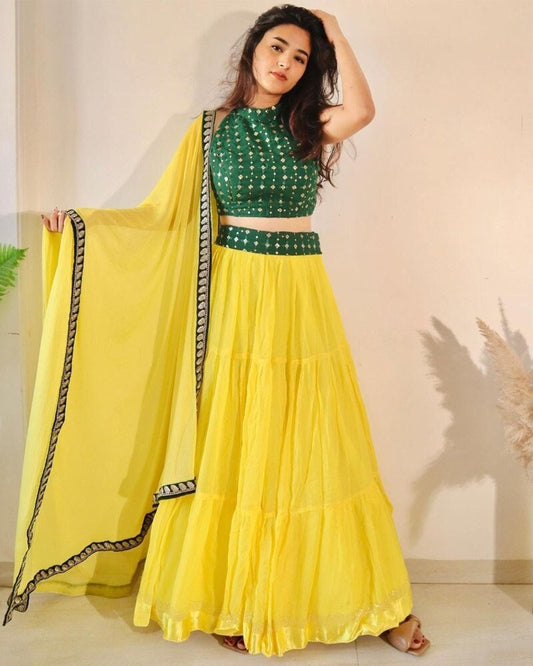 Desinger Yellow lehenga choli for women ready to wear party wedding  lehenga choli ndo-western Outfits, Indian Outfits, Bollywood lehengas