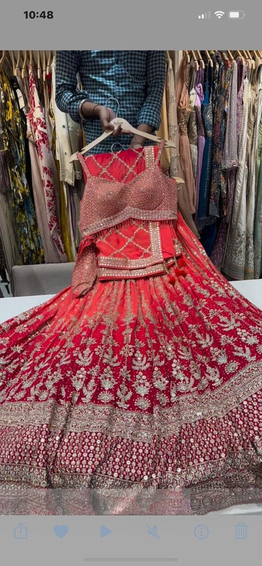 Wedding Womens Lehenga Choli, Full Stitched Chikankari , Reception Wear Soft Net Fabric With 9 MM Sequin Embroidered & Canvas Fittin