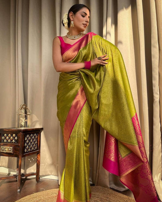 Banarasi Soft Tissue Silk Saree, Indian Traditional Banarasi Soft Tissue Silk Saree in Natural Floral Zari Design, Banarasi Tissue Saree