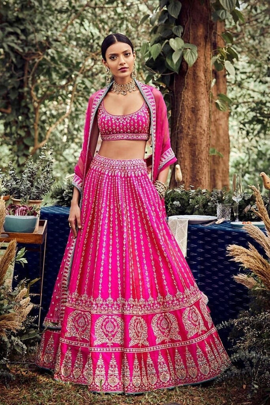 Designer Satin Embroidery Work Lehenga Choli for women Semistitched Lehenga