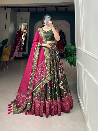 Designer Indian Embroidered Attractive Party Wear Silk Lehenga With Choli & Heavy Georgette Dupatta Elegant Ethnic Wear