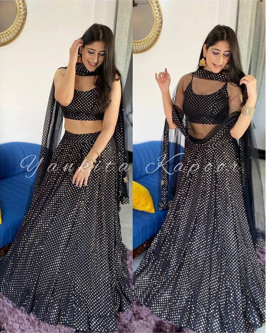 Indian Black heavy Sequence work lehenga with blouse and dupatta,Black Lehenga , partywear lehenga