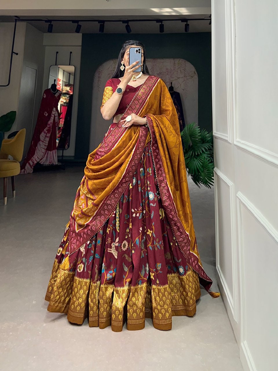 Designer Indian Embroidered Attractive Party Wear Silk Lehenga With Choli & Heavy Georgette Dupatta Elegant Ethnic Wear