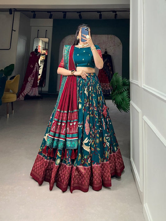 Designer Indian Embroidered Attractive Party Wear Silk Lehenga With Choli & Heavy Georgette Dupatta Elegant Ethnic Wear