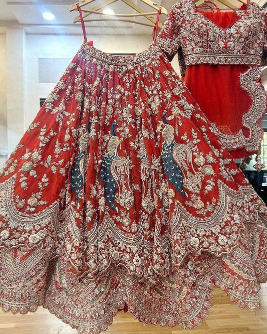 Beautiful red indian function wear lehenga choli,custom stitched bridesmaid lehenga Sabyasachis Lehengas, Floral Skirts Indian Outfits