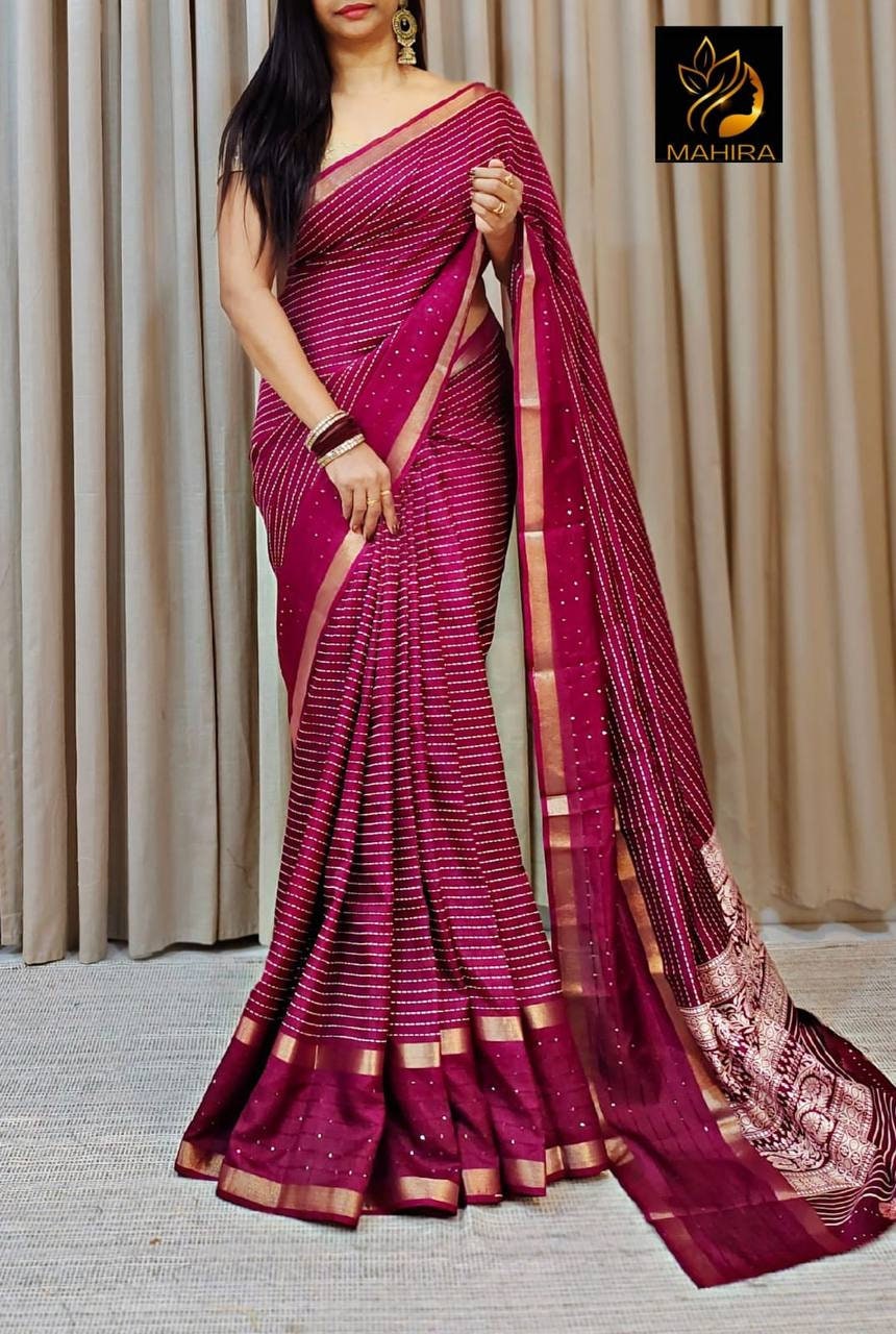 Women's Banarasi pure dolla silk Woven Design Saree With Unstitched Blouse Piece