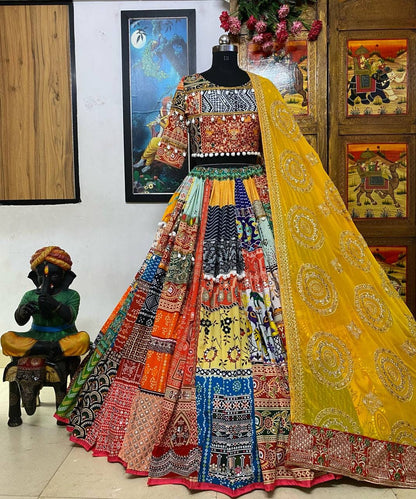 Beautiful Multicolor Navratri Lehenga Choli For Women, Ready To Wear Lehenga, Indian Wedding Festival Party Wear Lehenga