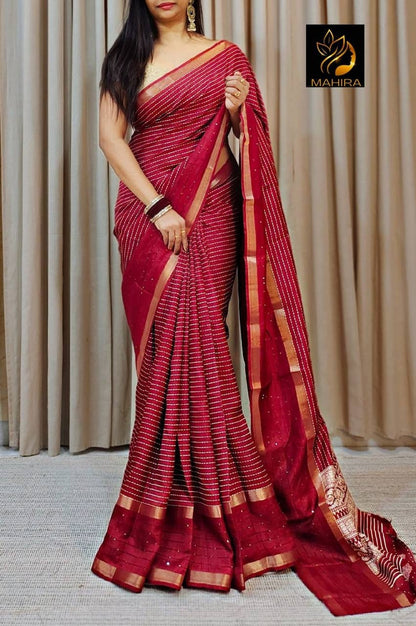 Women's Banarasi pure dolla silk Woven Design Saree With Unstitched Blouse Piece