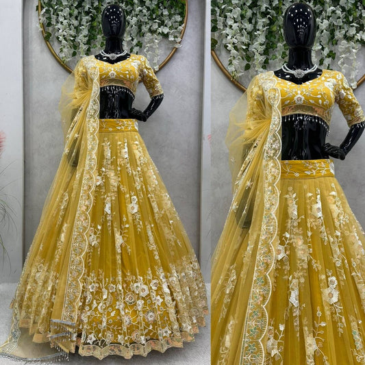 Yellow Color Designer Semistitched Lehenga, Bridesmaid Lehengas, Sabyasachis Lehengas