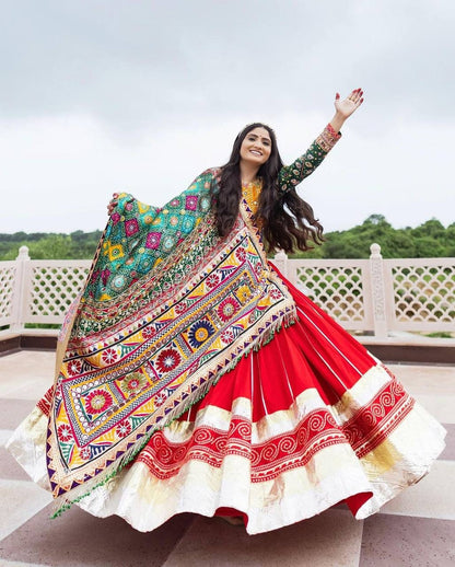 Beautiful Red color Navratri Lehenga Choli For Women, Ready To Wear Lehenga, Indian Wedding Festival Party Wear Lehenga