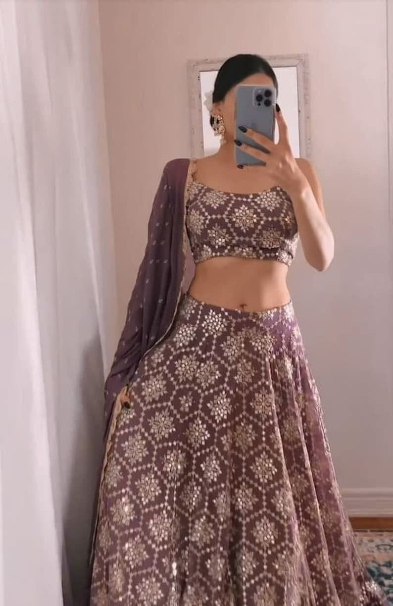 Designer lehenga fashion choli for women party wear Bollywood lengha sari,Indian wedding wear printed stitched lehenga choli with dupatta,top skirts