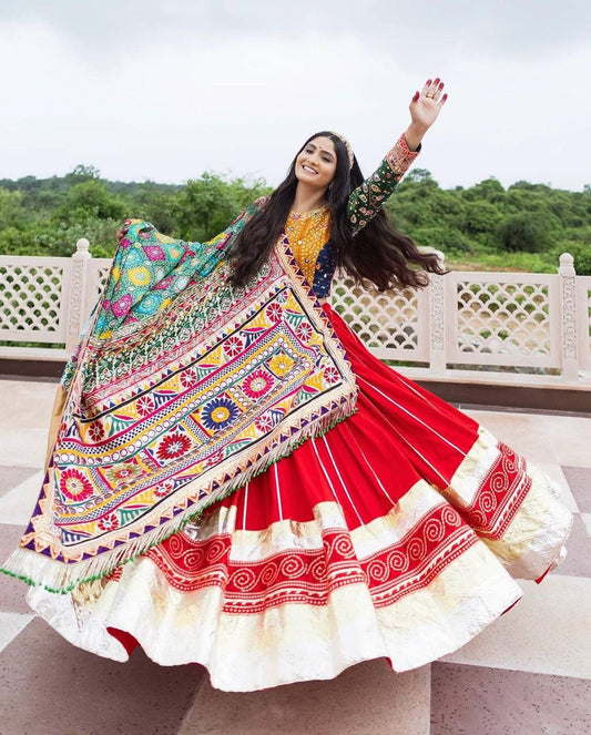 Beautiful Red color Navratri Lehenga Choli For Women, Ready To Wear Lehenga, Indian Wedding Festival Party Wear Lehenga