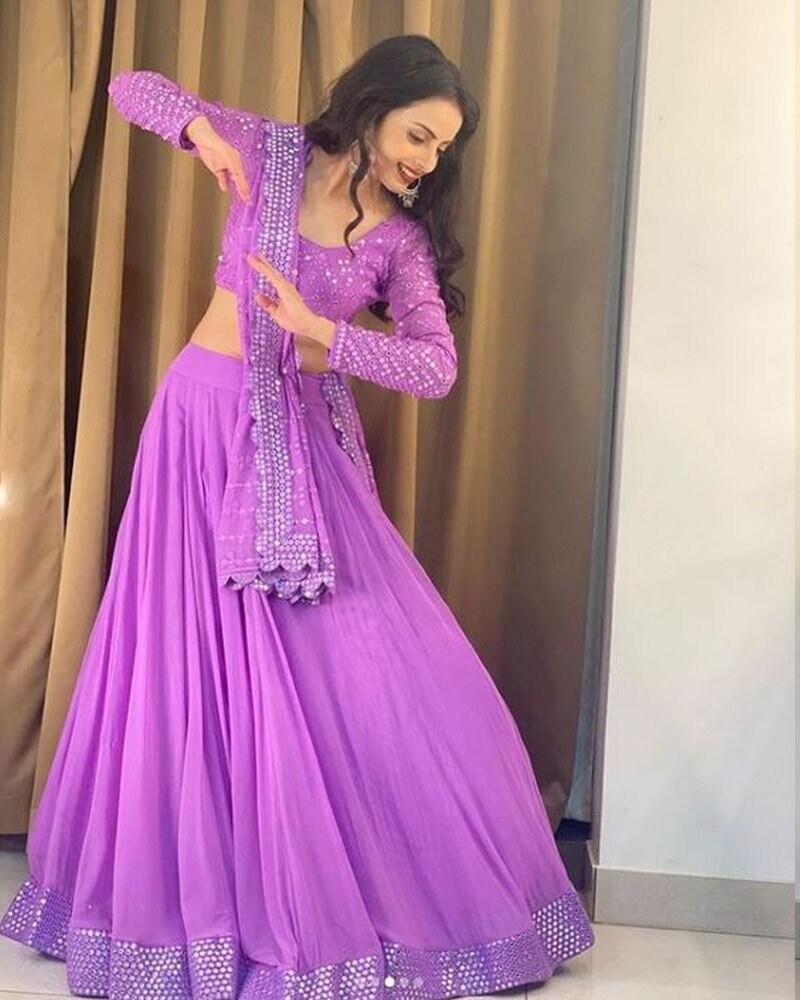 Beautiful lavender colour lehanga choli for Sabyasachis Lehengas, Floral Skirts, Punjabi Ethnic Lehengas,Indo-western Outfits Indian Outfits