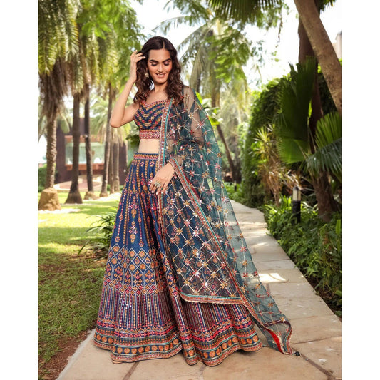 Designer ethnic lehenga choli for wedding function and party Wear lehenga choli Blue lehenga choli