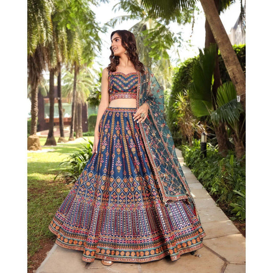 Designer ethnic lehenga choli for wedding function and party Wear lehenga choli Blue lehenga choli