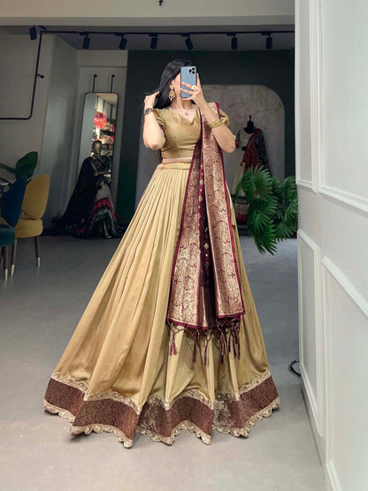 Designer vichitra plain silk lehenga Silk Half Saree lehenga South Indian Wedding Woman Sari blouse and lehenga Indian Wedding skirt