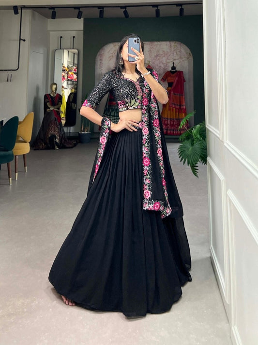 Premium Designer Black Lehenga Choli For Wedding Function,Partywear 3pc Readymade Lehenga Choli , Bridal Lehenga , Lehenga Choli,Lehengas