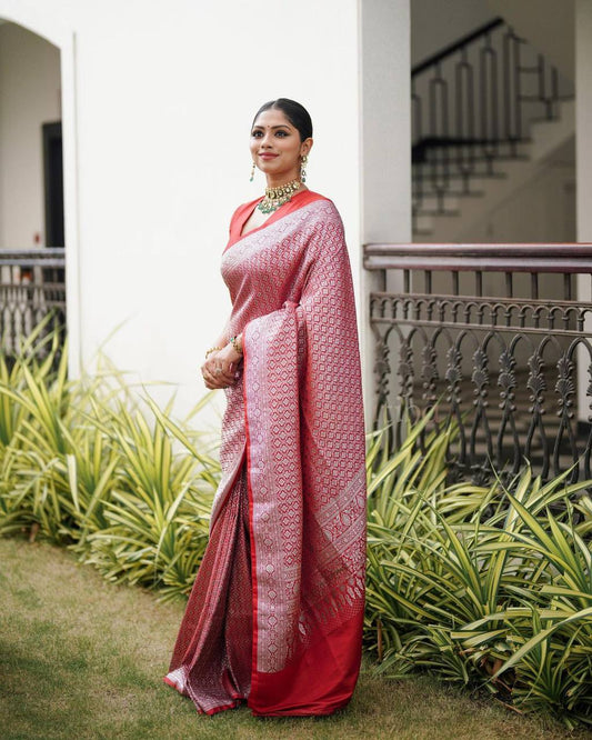 LIGHT PEACH PURE SOFT SEMI-SILK SAREE STYLISH BLOUSE PIECE