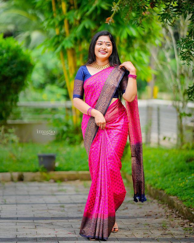 PINK COLOUR SAREE  PURE BANARASI COPEPR ZARI WEAVING