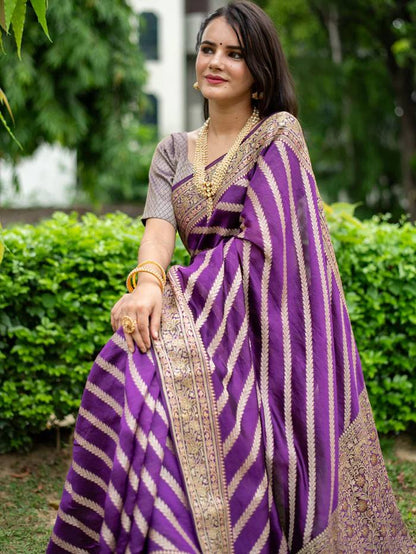 BANARASI Silk Saree, Exuding Regal Charm With Its Rich Pallu And Intricate Brocade Blouse