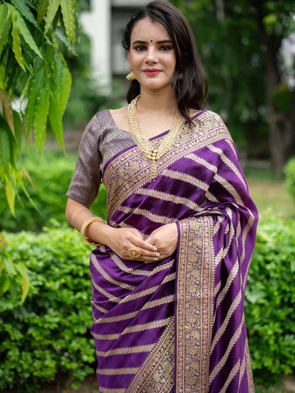 BANARASI Silk Saree, Exuding Regal Charm With Its Rich Pallu And Intricate Brocade Blouse