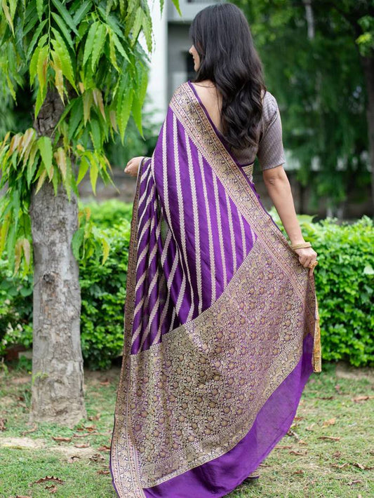 BANARASI Silk Saree, Exuding Regal Charm With Its Rich Pallu And Intricate Brocade Blouse