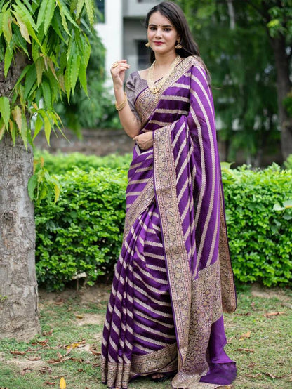 BANARASI Silk Saree, Exuding Regal Charm With Its Rich Pallu And Intricate Brocade Blouse