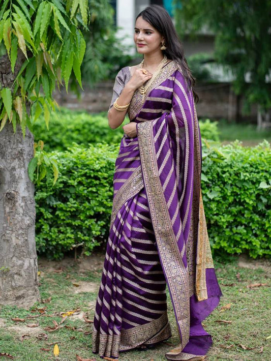 BANARASI Silk Saree, Exuding Regal Charm With Its Rich Pallu And Intricate Brocade Blouse