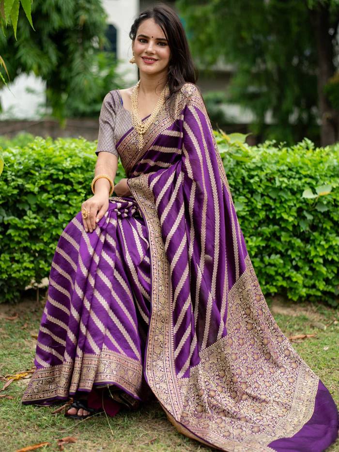 BANARASI Silk Saree, Exuding Regal Charm With Its Rich Pallu And Intricate Brocade Blouse