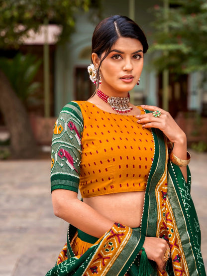 Navratri Premium Tussar Silk Patola Lehenga choli, chaniya choli for navratri Garba Outfit, indian lehenga Navratri collection