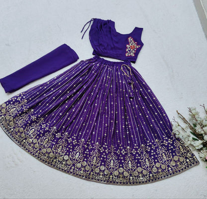 Designer Sequence Embroidered Girls Lehenag Choli