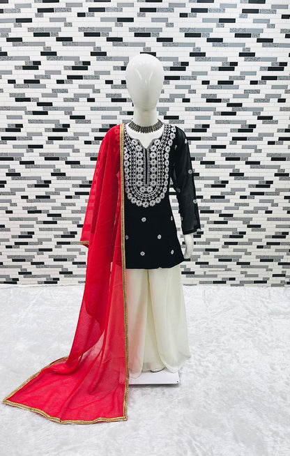 DESIGNER EMBROIDERY WORK TOP WITH SARARA FULL STTICHED READY TO WEAR