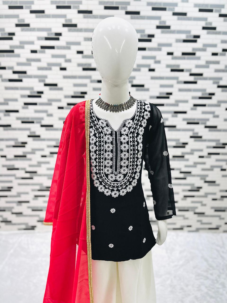 DESIGNER EMBROIDERY WORK TOP WITH SARARA FULL STTICHED READY TO WEAR