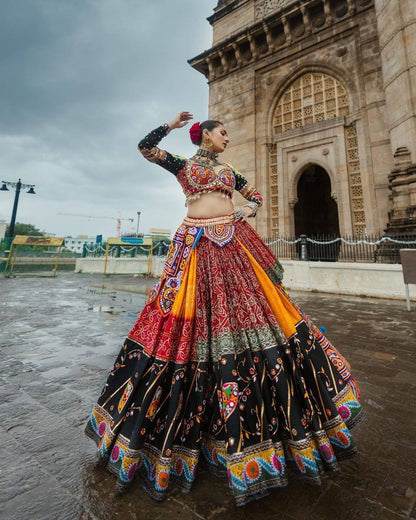 Black Colour Designer Wear Digital Printed With Embrroidery Work Lehenga Choli