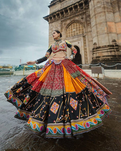 Black Colour Designer Wear Digital Printed With Embrroidery Work Lehenga Choli