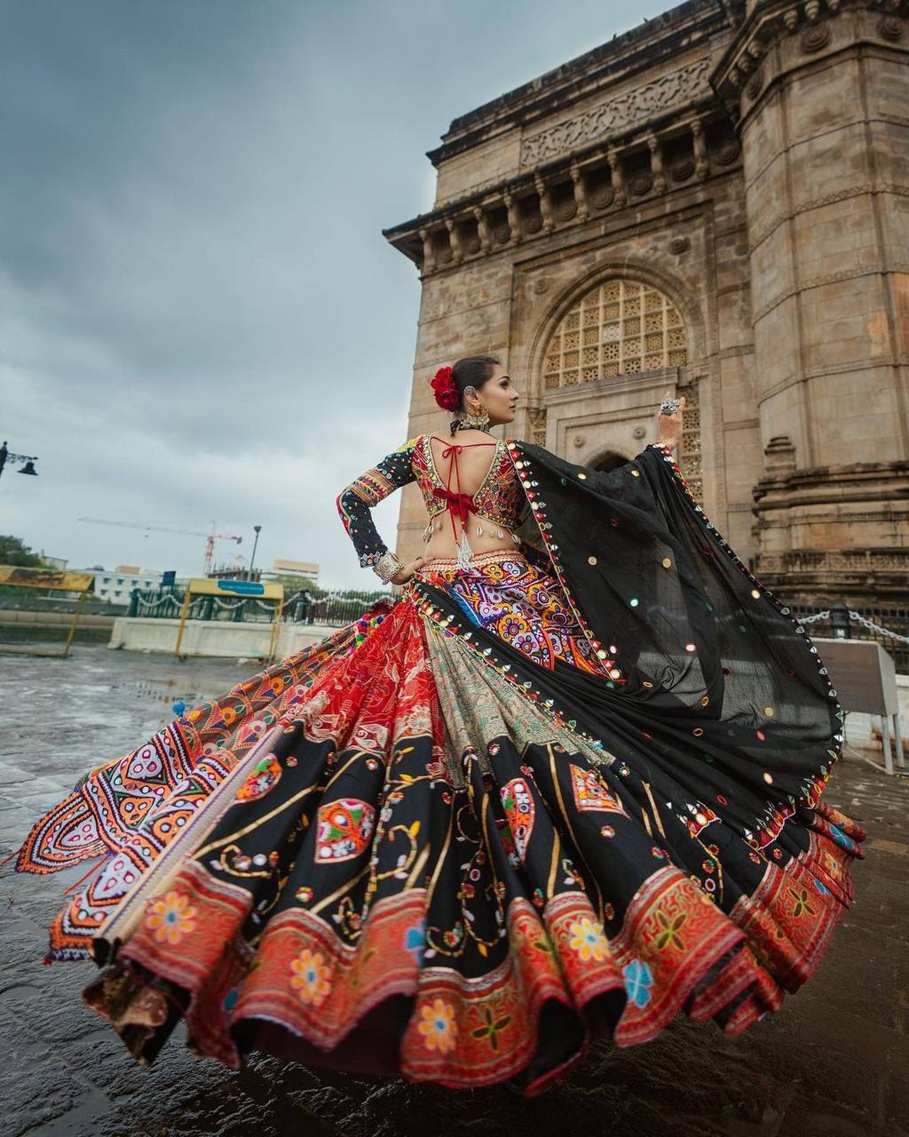 Black Colour Designer Wear Digital Printed With Embrroidery Work Lehenga Choli